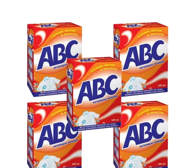 پودر شست و شوی دستی لباس ABC مدل پلاس وزن 500 گرم بسته 5 عددی