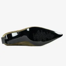 بوت پاشنه دار زنانه چرم مشهد مدل J2787 رنگ سبز ارتشی