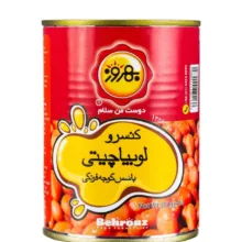 کنسرو لوبیا چیتی با سس گوجه فرنگی بهروز وزن 390 گرم