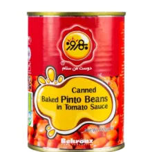 کنسرو لوبیا چیتی با سس گوجه فرنگی بهروز وزن 390 گرم