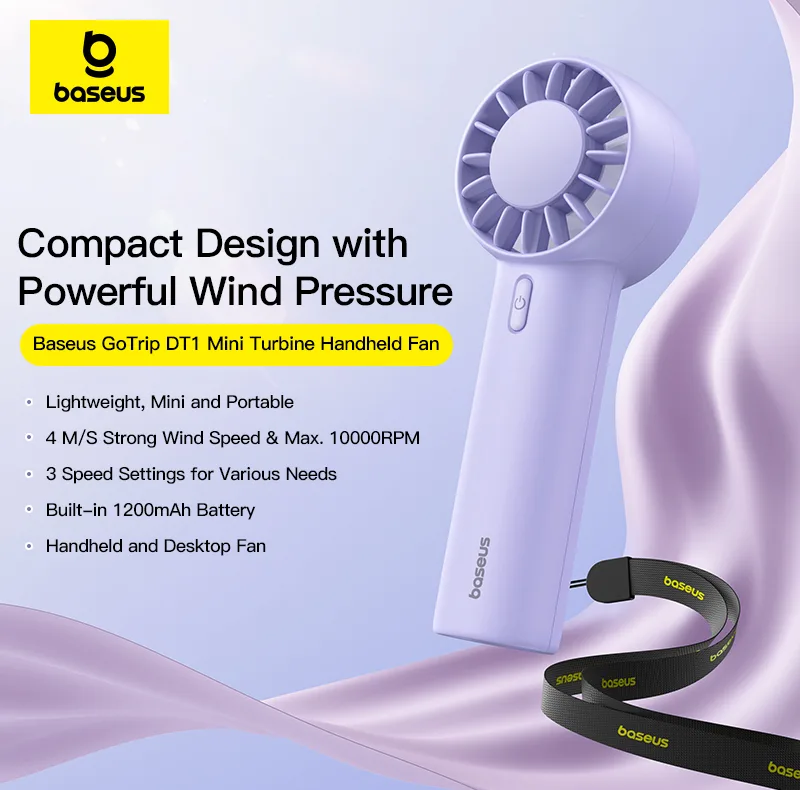 پنکه شارژی بیسوس مدل BS-CG036 ظرفیت 1200 میلی آمپر ساعت
