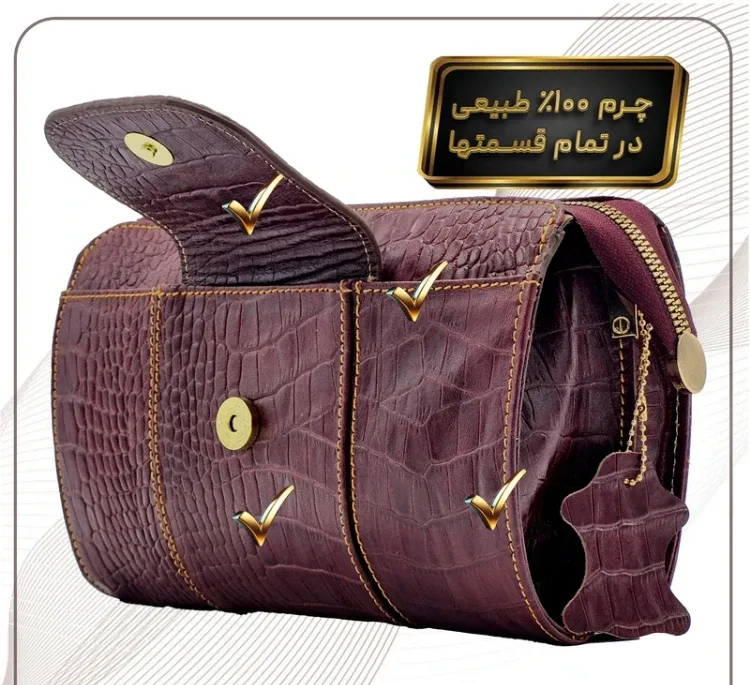 کیف رودوشی چرم طبیعی زنانه مدل fateh 130 C طرح کروکو