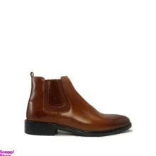 نیم بوت چرم طبیعی مردانه مدل چلسی کد si210 رنگ قهوه ای روشن