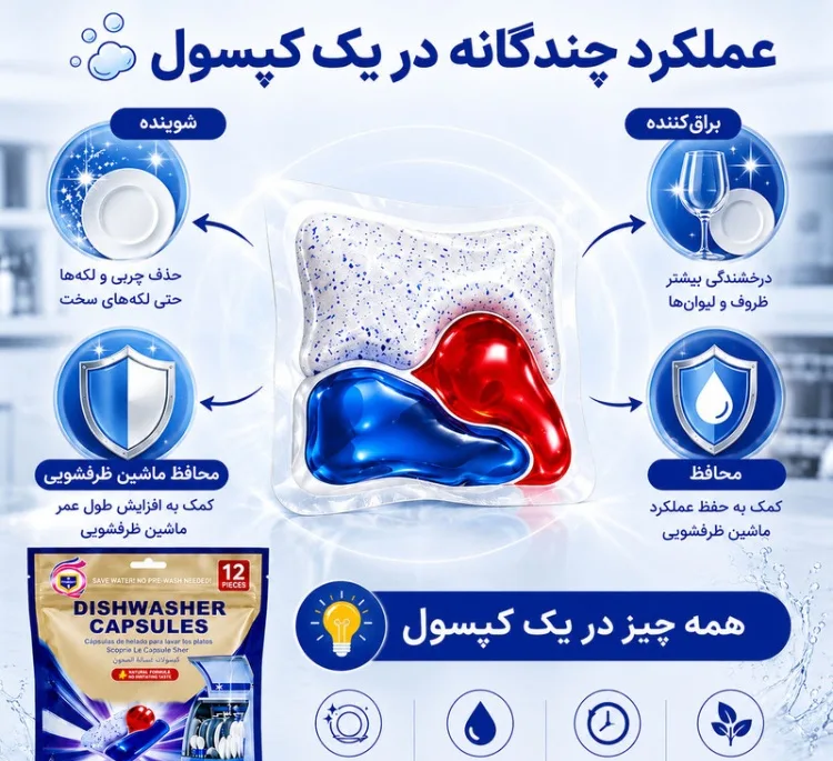 قرص ماشین ظرفشویی فرانک مدل E-328 بسته 12 عددی