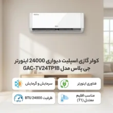کولر گازی اسپلیت دیواری 24000 اینورتر جی پلاس مدل GAC-TV24TP1B