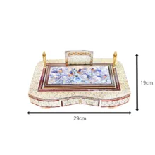 قلمدان خاتم کاری چوبی صنایع دستی فاخر مدل مدیریتی طرح گل و مرغ برجسته کد Bl30p20-2f2