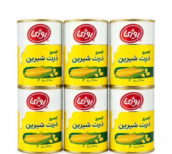 کنسرو ذرت شیرین روژین وزن 400 گرم بسته 6 عددی