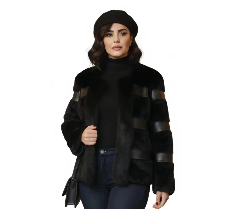 پالتو زنانه طرح سنگی مدل 212 رنگ مشکی