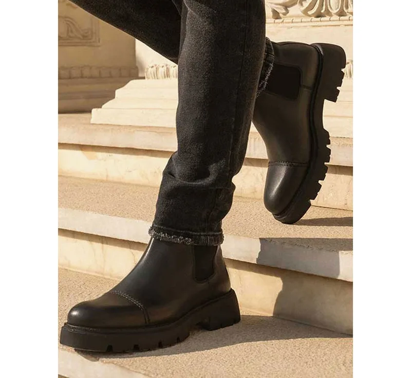 بوت مردانه چرم مشهد مدل j6204-001 رنگ مشکی