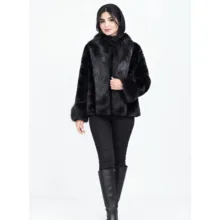 پالتو زنانه طرح پوست مدل 1205 رنگ مشکی