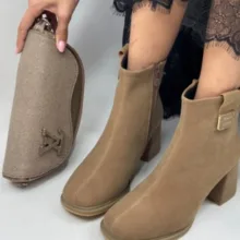 نیم بوت زنانه مدل پریا کد 5654 رنگ نسکافه ای
