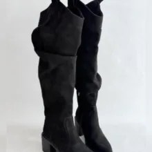 بوت زنانه طرح چروک مدل ناریکا 5674 رنگ مشکی
