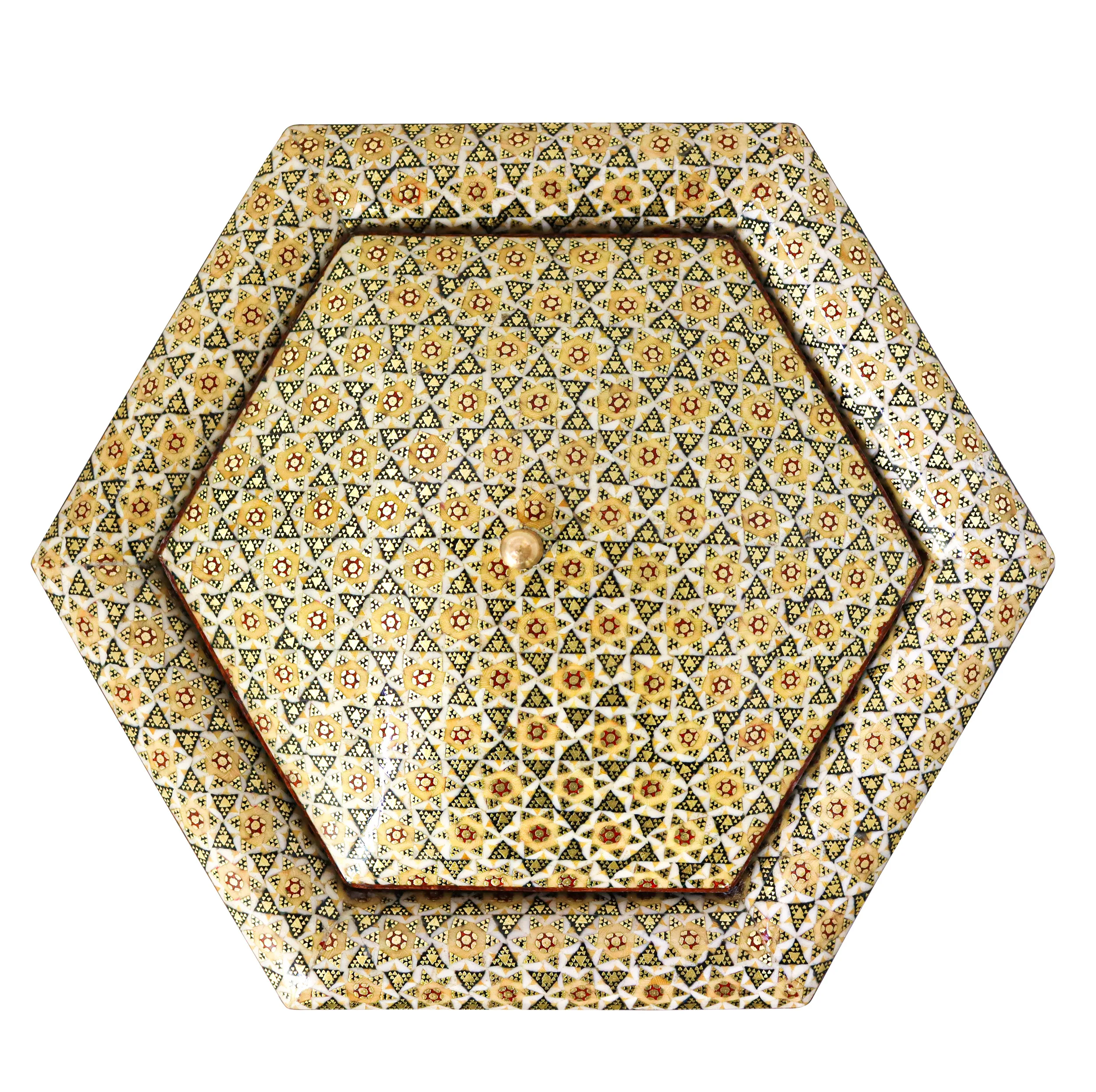 شکلات خوری خاتم کاری مدل 6 ضلعی کد 2110-2f3