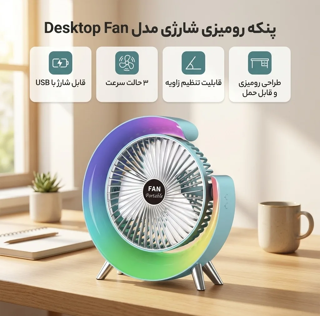 پنکه شارژی مدل Desktop Fan