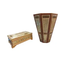 ست جعبه دستمال کاغذی و سطل خاتم کاری کد 251