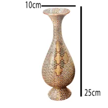 گلدان خاتم کاری مسی صنایع دستی فاخر مدل صراحی طرح پرسیم کد HQLight-Vase25p10 بسته 2 عددی