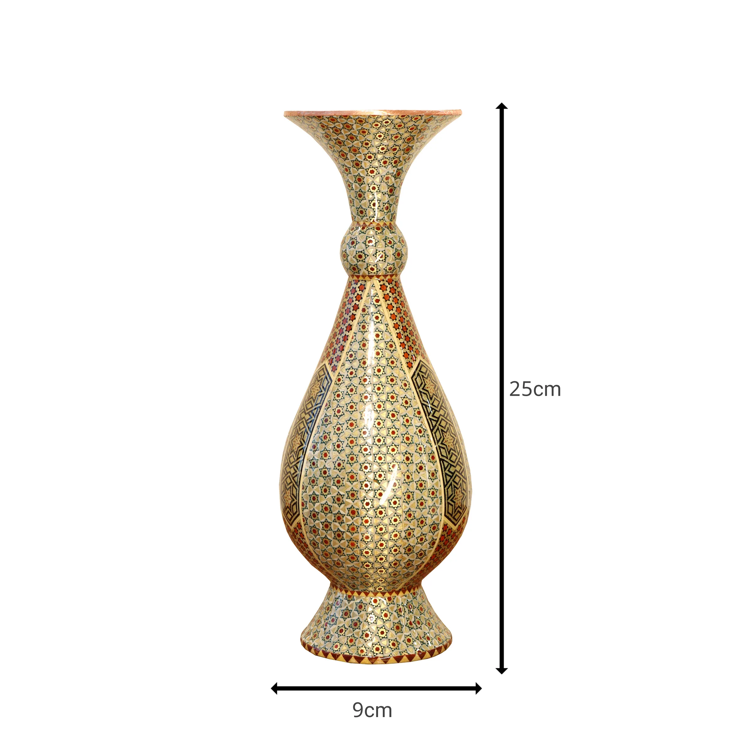 ست 3 تکه شکلات خوری و گلدان خاتم کاری مسی صنایع دستی فاخر مدل تمام خاتم طرح نفیس کد HQ252925