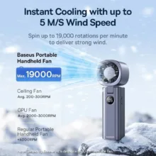 پنکه شارژی بیسوس مدل BS-CG037 ظرفیت 4000 میلی آمپر ساعت
