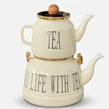 ست کتری و قوری مدل لعابی طرح Drink tea گنجایش کتری 2.5 لیتر گنجایش قوری 1 ایتر