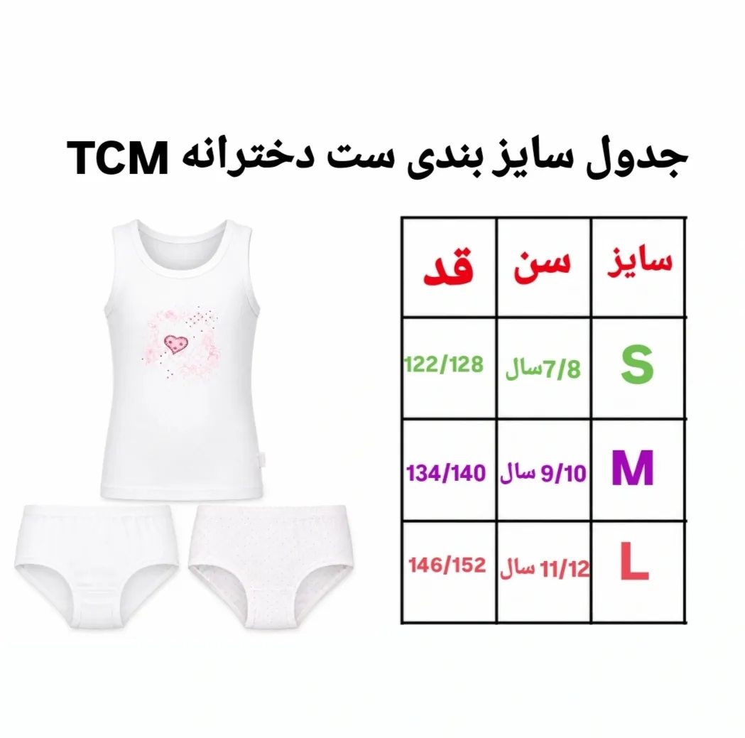 ست شورت و زیرپوش دخترانه تی سی ام مدل TT 21982564 مجموعه 3 عددی