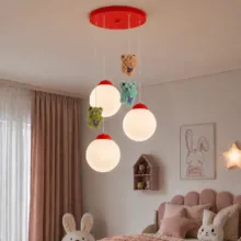 لوستر اتاق کودک چشمه نور کد R1617/3HB-RD مدل خرس خوشحال
