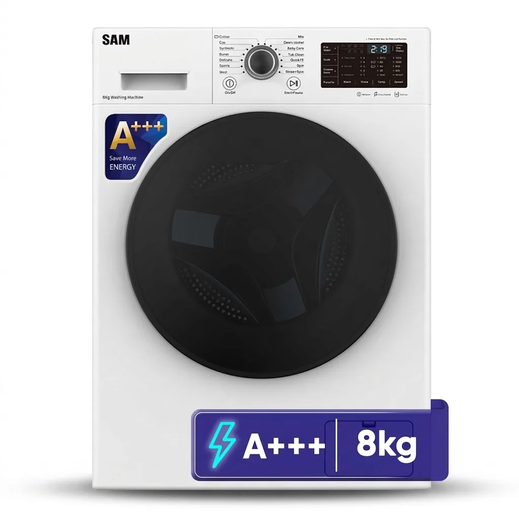 ماشین لباسشویی 8 کیلوگرم اتوماتیک سام مدل  BL-Q1465W ظرفیت 8 کیلوگرم