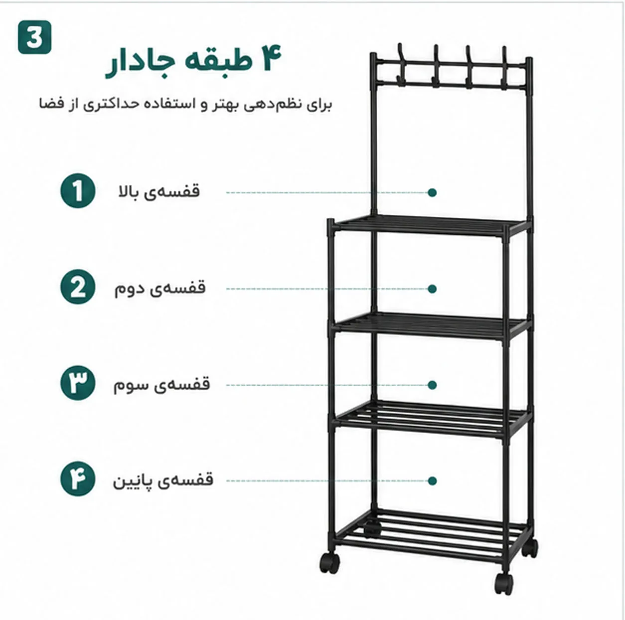 شلف ایستاده لومیز مدل Hook Storage Rack 4 طبقه