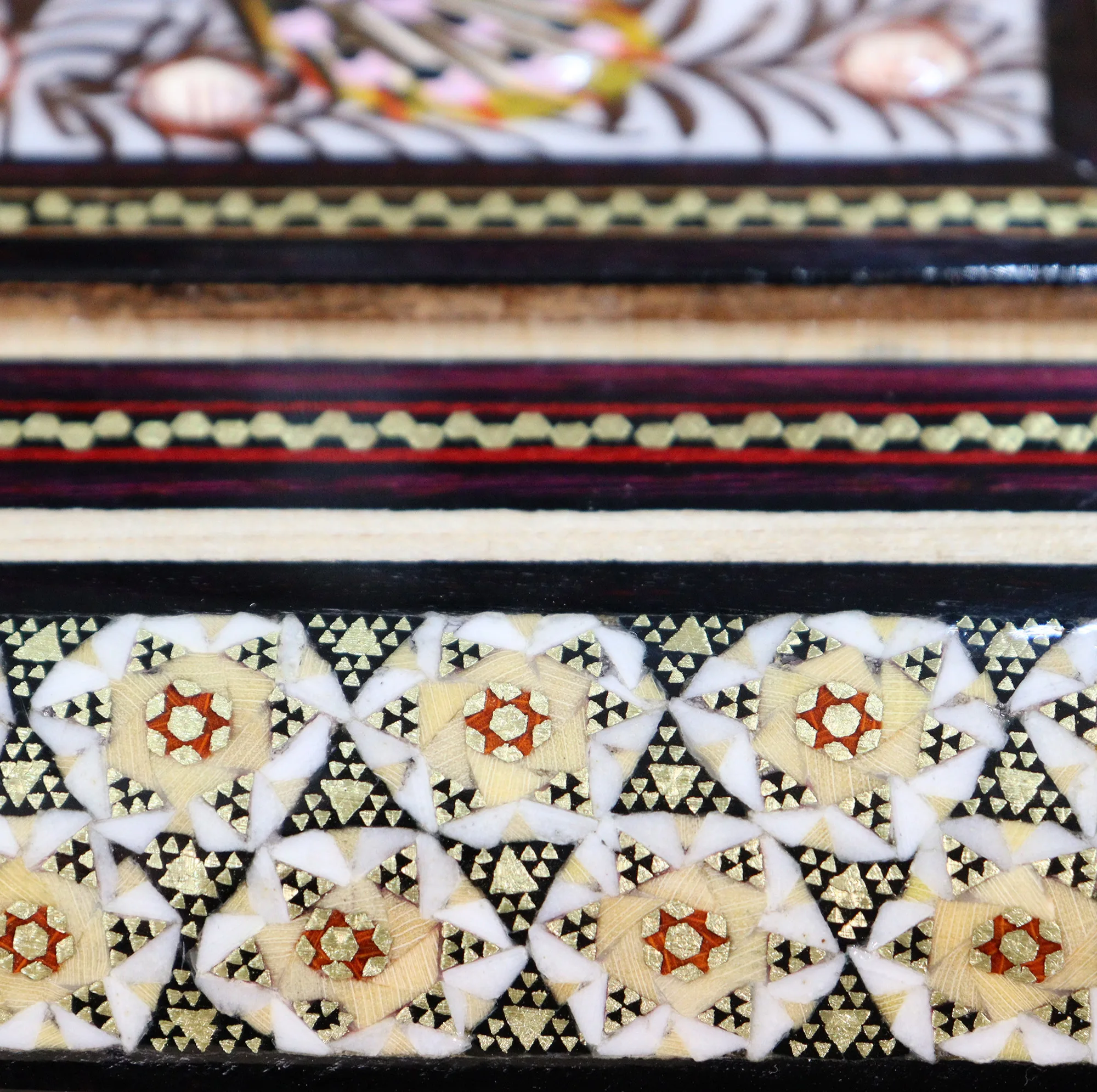 قلمدان خاتم کاری چوبی صنایع دستی فاخر مدل اداری طرح گل و مرغ برجسته کد Br24p16-3f4