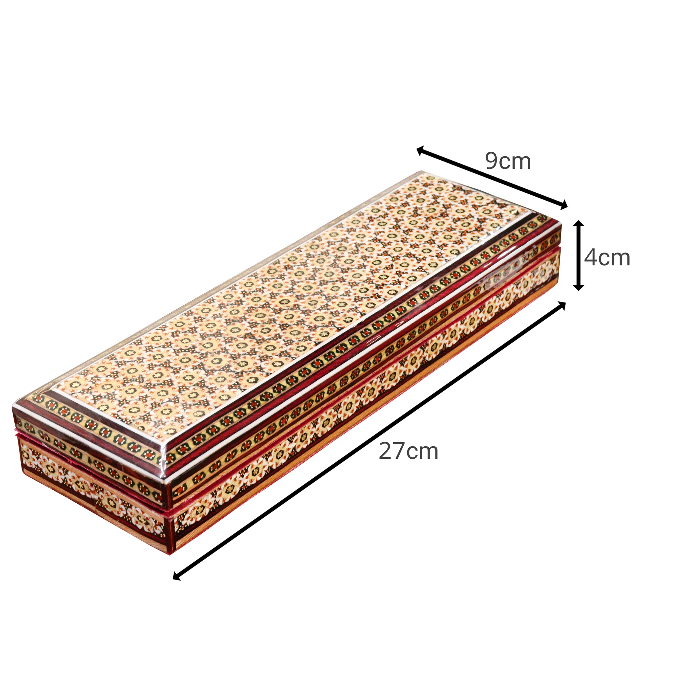 جعبه خاتم کاری چوبی صنایع دستی فاخر مدل جامضرابی طرح سنتی کد Traditional2f2-2794