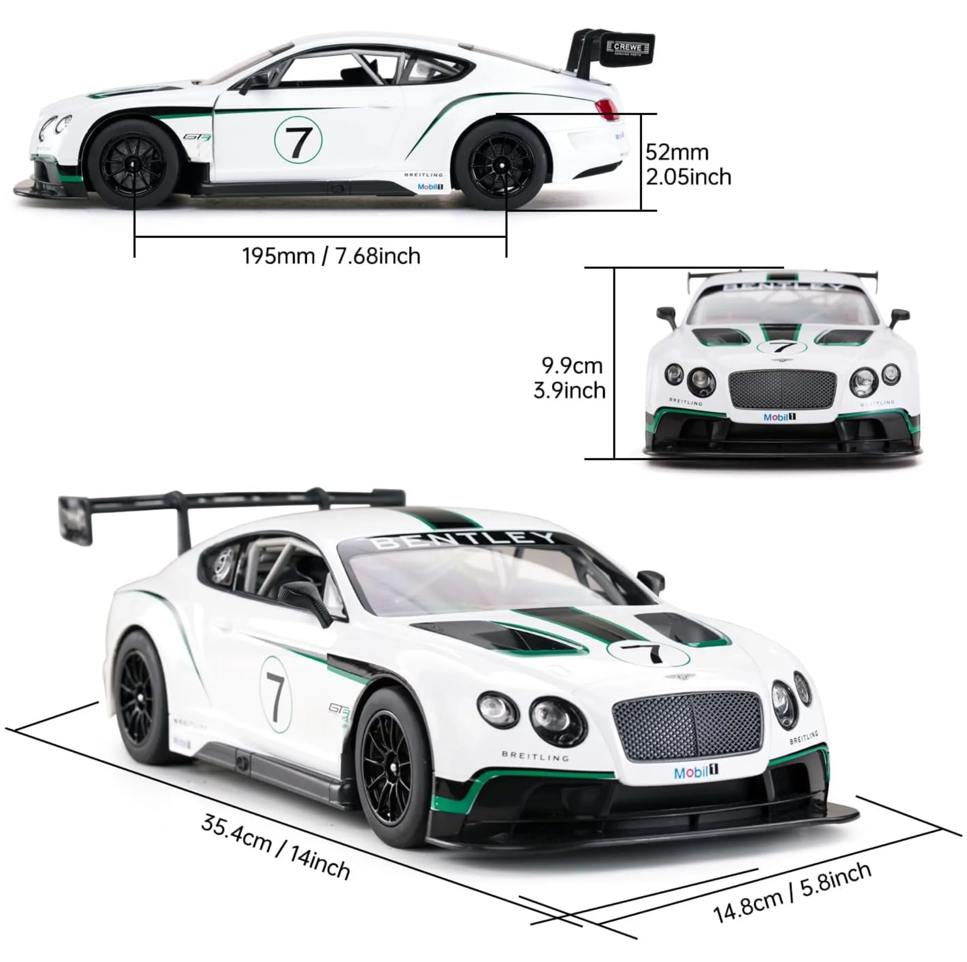 ماشین کنترلی راستار مدل Bentley Continental GT3 کد 76700 با چراغهای LED جلو و عقب در مقیاس 1:14