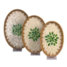 سینی  حصیری مدل بیضی مجموعه 3 عددی