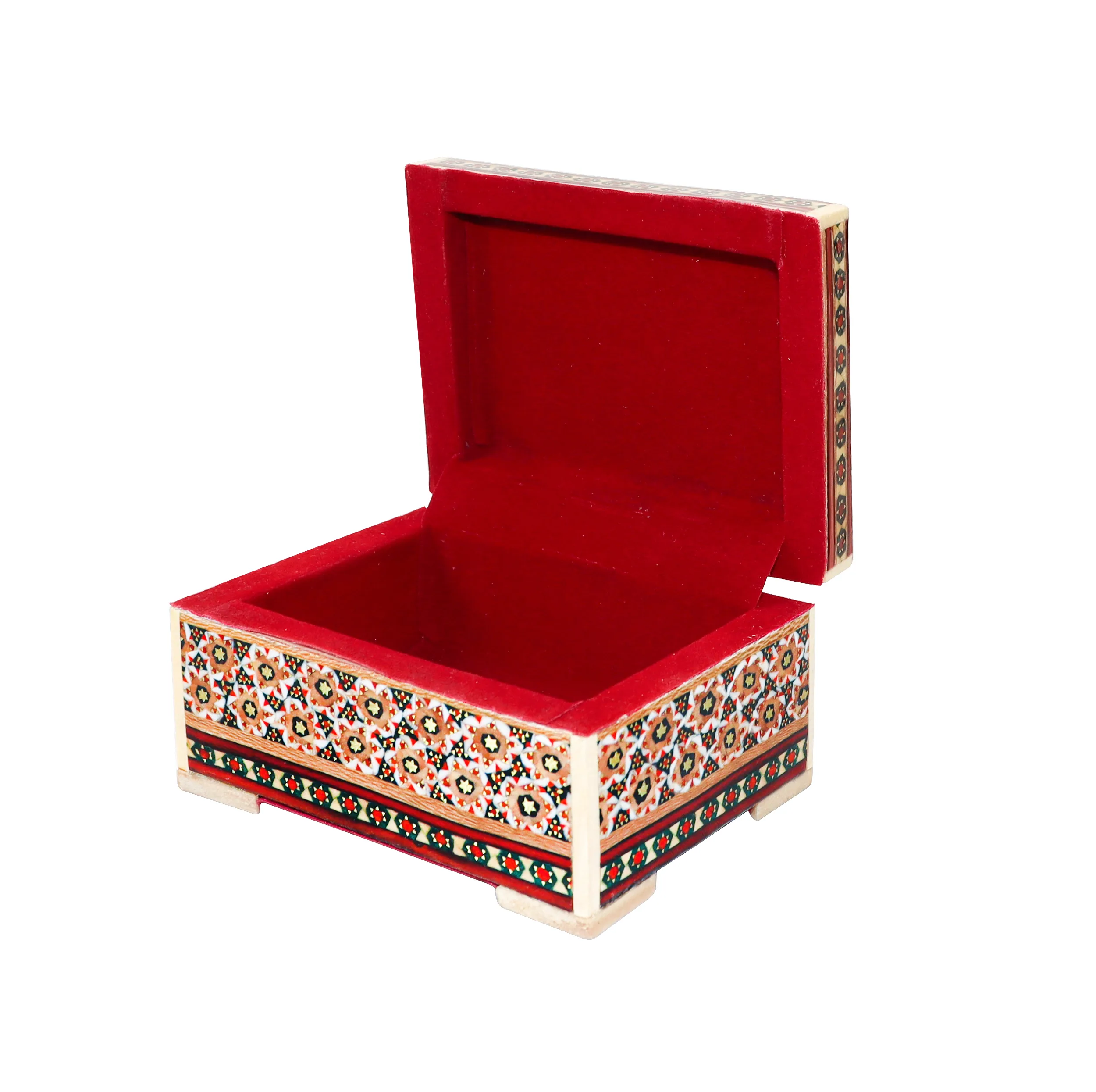 جعبه جواهرات خاتم کاری مدل مینیاتور برجسته طرح گل و مرغ کد MQ1186Gr