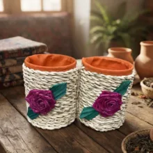 جا قاشقی حصیری مدل گل رز بسته دو عددی