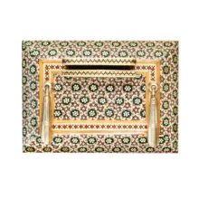 قلمدان خاتم کاری چوبی صنایع دستی فاخر مدل اداری طرح هفت شمسه کد 7sun15p10
