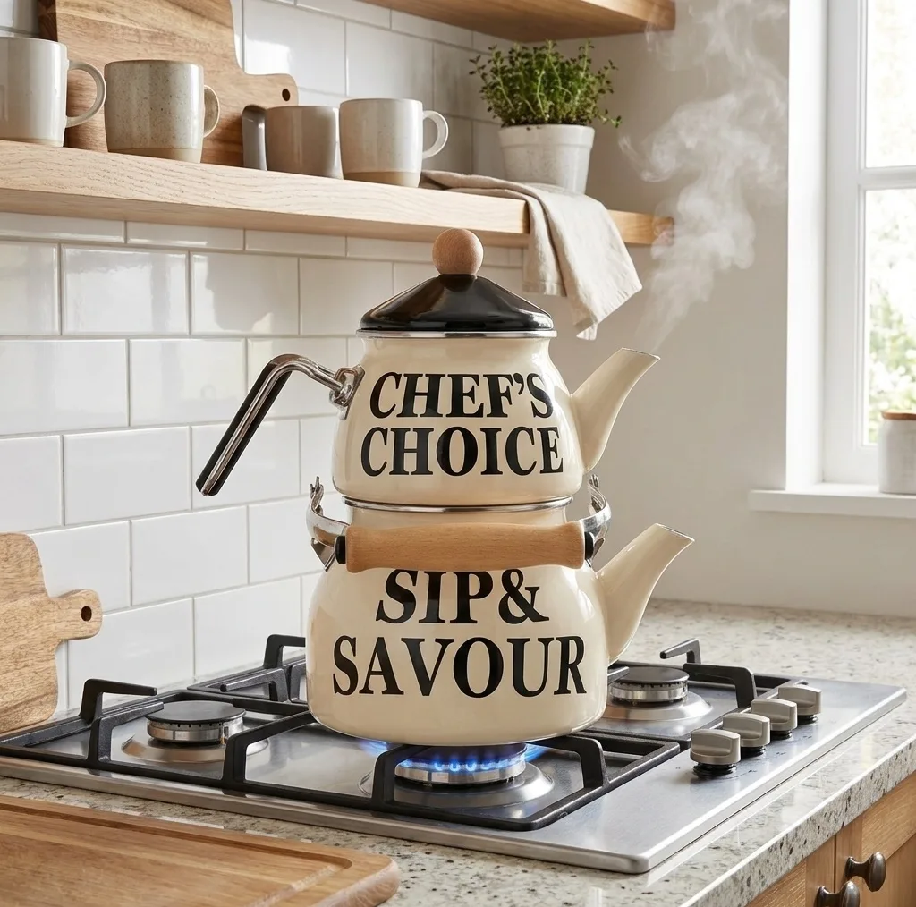 ست کتری و قوری شاهین مدل CHEF گنجایش کتری 2.1 لیتر و گنجایش قوری 1.1 لیتر