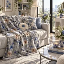 پتو مسافرتی 1 نفره طرح لیزری مدل گل شقایق سایز 160×220 سانتی‌متر