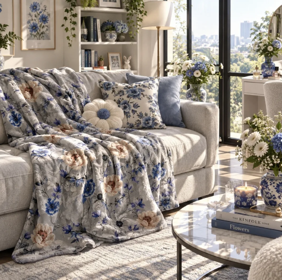 پتو مسافرتی 1 نفره طرح لیزری مدل گل شقایق سایز 160×220 سانتی‌متر