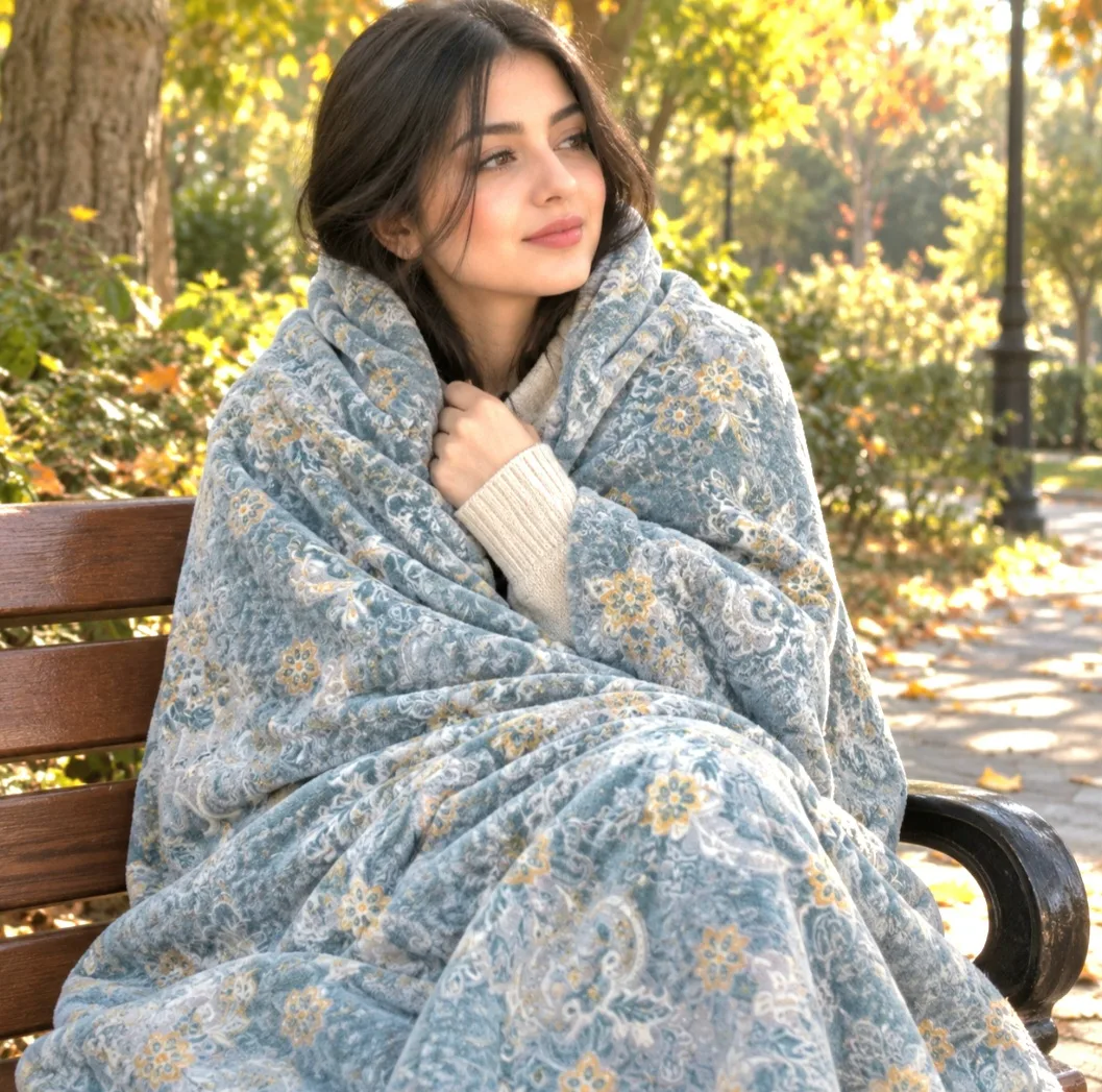 پتو مسافرتی 1 نفره طرح سه بعدی مدل کلاسیک سایز 160×220 سانتی‌متر
