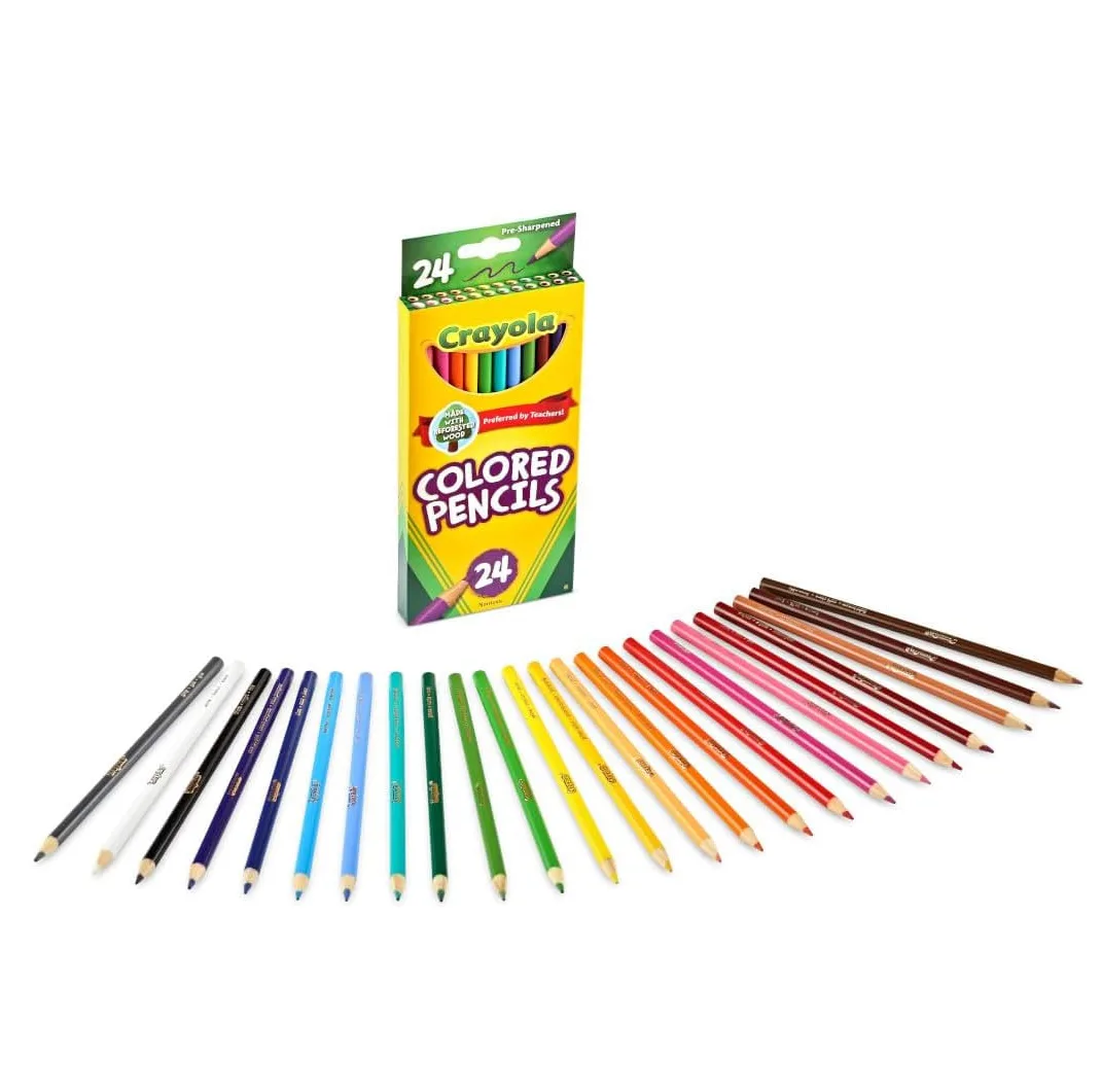 مداد رنگی 24 رنگ کرایولا مدل PRE-SHARPED  طرح  آموزشی کد 40246