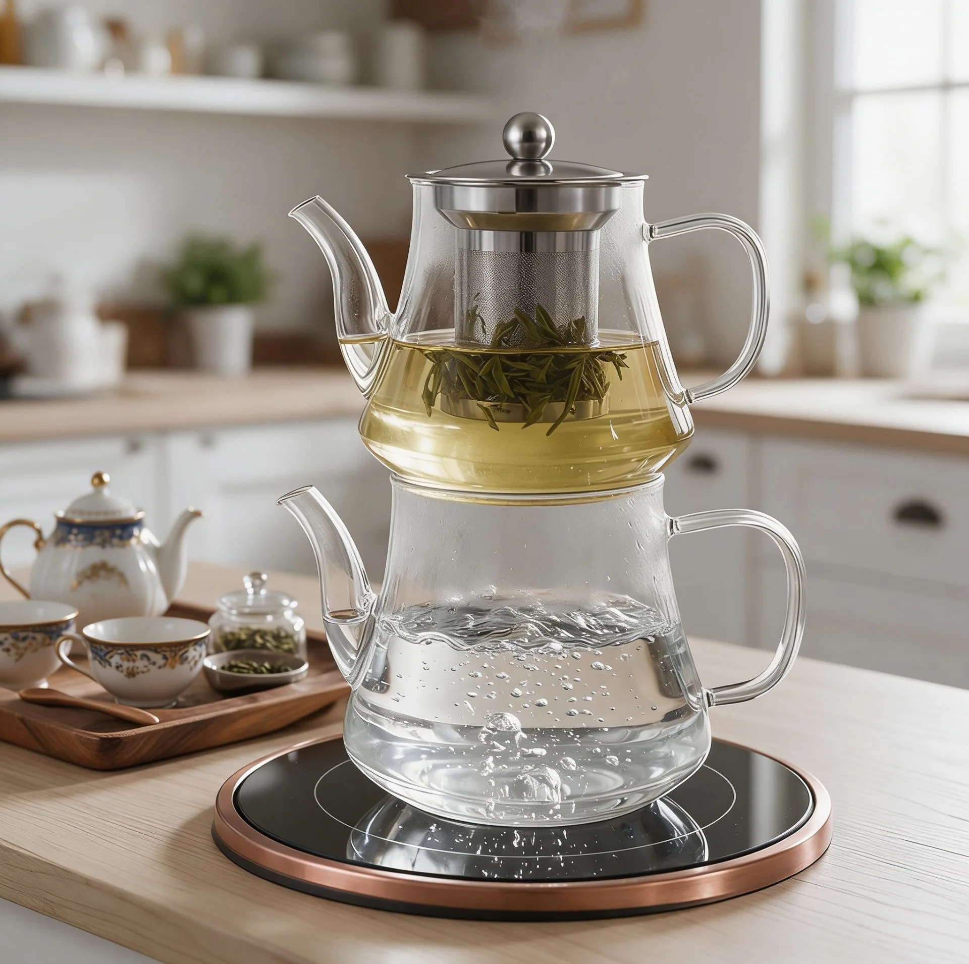 ست کتری و قوری گائوژی  مدل YIMING GLASS گنجایش کتری 1.5 لیتر گنجایش قوری 1 لیتر