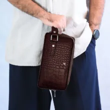 کیف دستی مردانه چرم نیاوران مدل شروین طرح سنگی