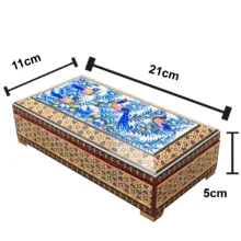جعبه جواهرات خاتم کاری صنایع دستی فاخر طرح گل ومرغ برجسته کد Bl21115