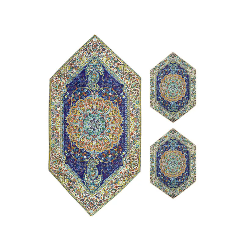 ست 5 تکه رومیزی ترمه نگین خاتم طرح افشار کد SRM