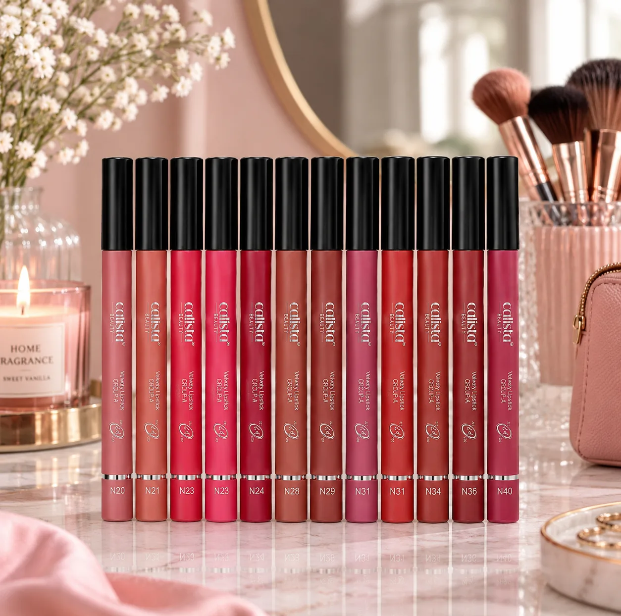 رژ لب مدادی کالیستابیوتی مدل Velvety مجموعه 12 عددی