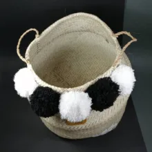 سبد حصیری مدل pompom کد b&wh