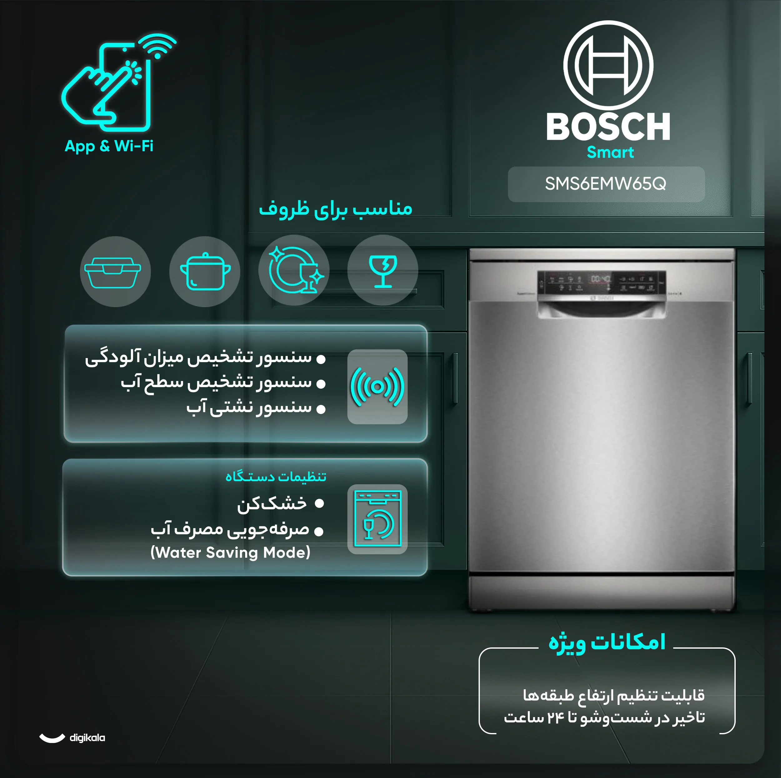 ماشین ظرفشویی 13 نفره بوش مدل SMS6EMW65Q