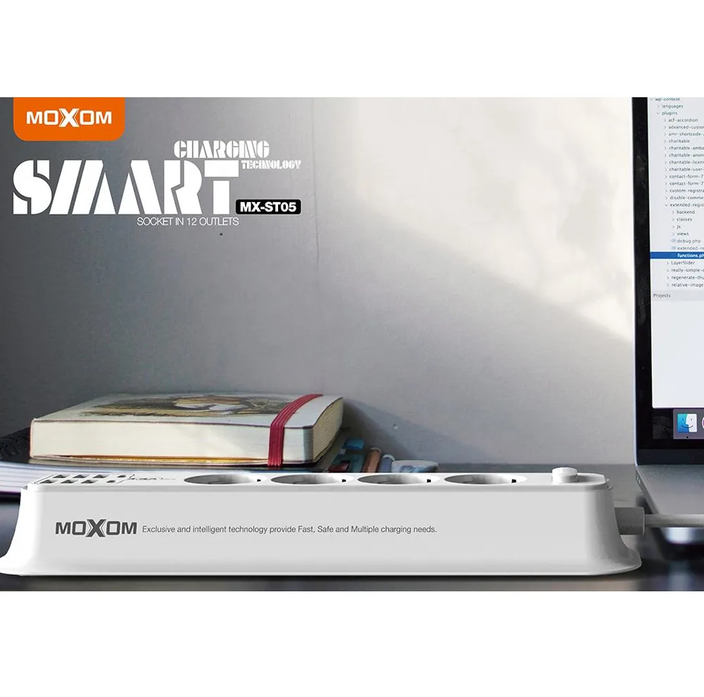 چندراهی برق و شارژر رو میزی موکسوم مدل MOXOM MX-ST05
