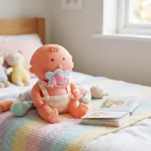 عروسک ناب سل مدل نخودی موزیکال عطری کد BABY FUNNY NO.XMY3040B ارتفاع 18 سانتی متر