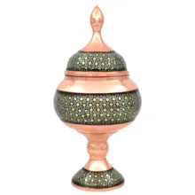 ست 3 تکه گلدان و شکلات خوری خاتم کاری مسی کد 20