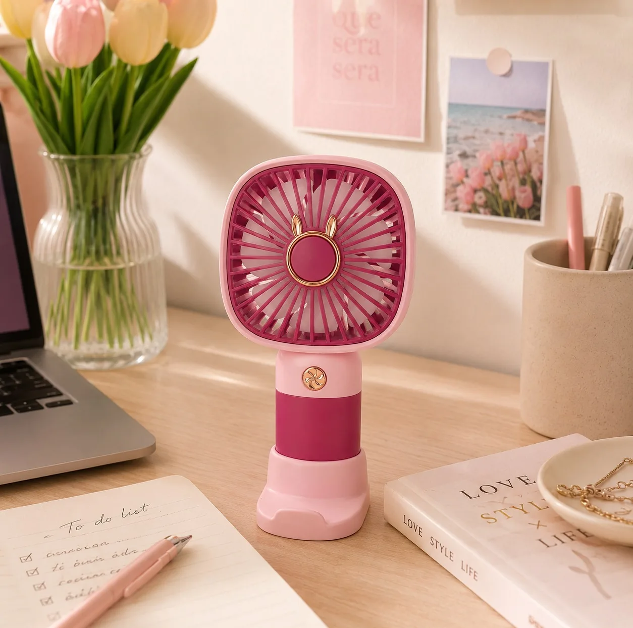 پنکه رومیزی شارژی مدل همراه 3 حالته پایه دار کد Square Mini Cooling Fan